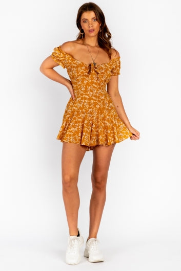 Maya Playsuit Mustard Print