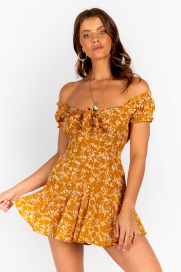 Maya Playsuit Mustard Print