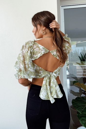Ingrid Top Green Print
